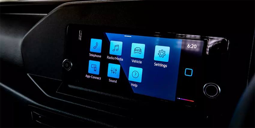 Close-up of the inoftainment screen in van