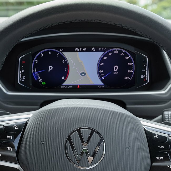 Drivers digital instrument cluster in a Volkswagen
