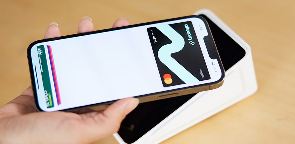 Iphone with the afterpay app open